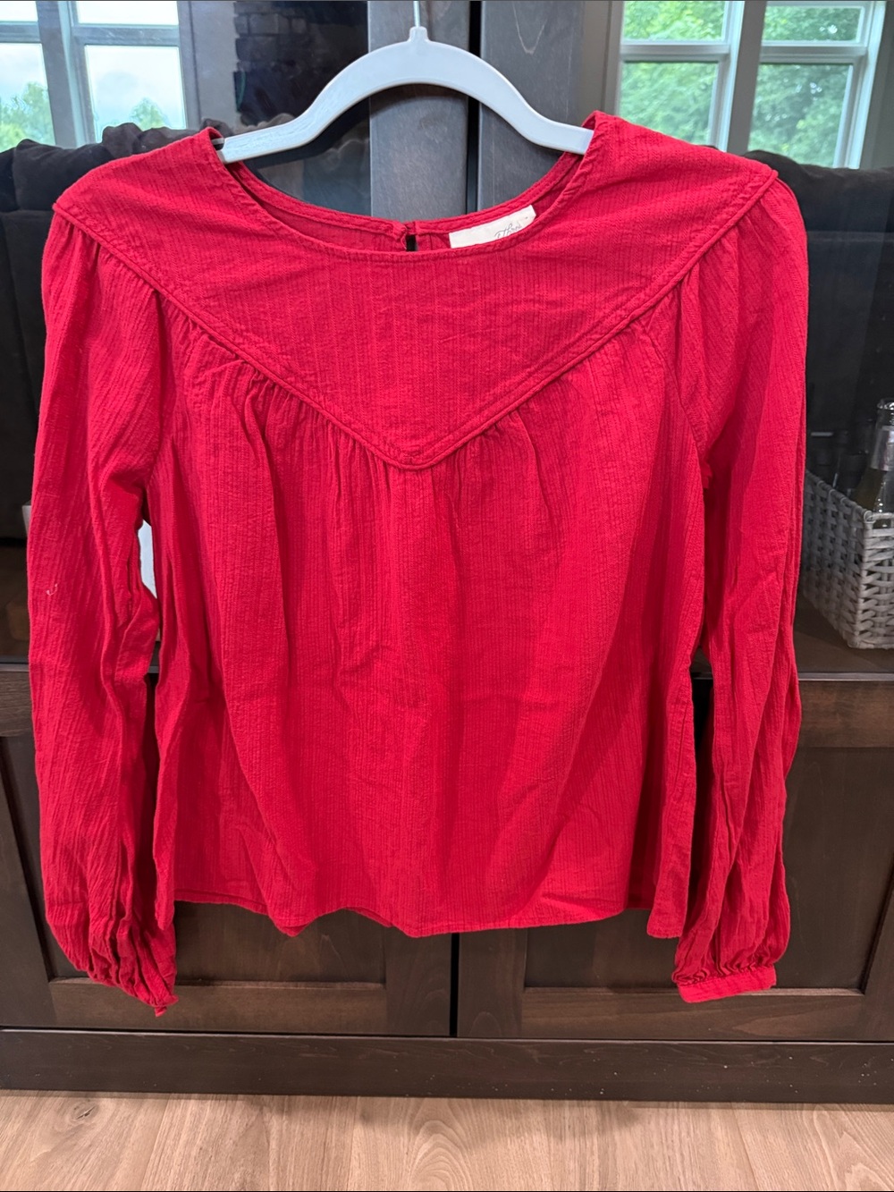 Universal Thread Red Long-Sleeve Peasant Blouse